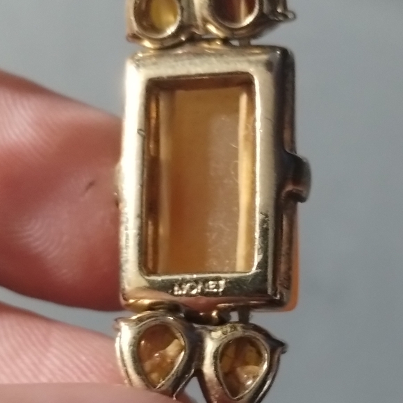 Vtg Monet Signed Stones Open Back Stretch Bracelet - Picture 5 of 5